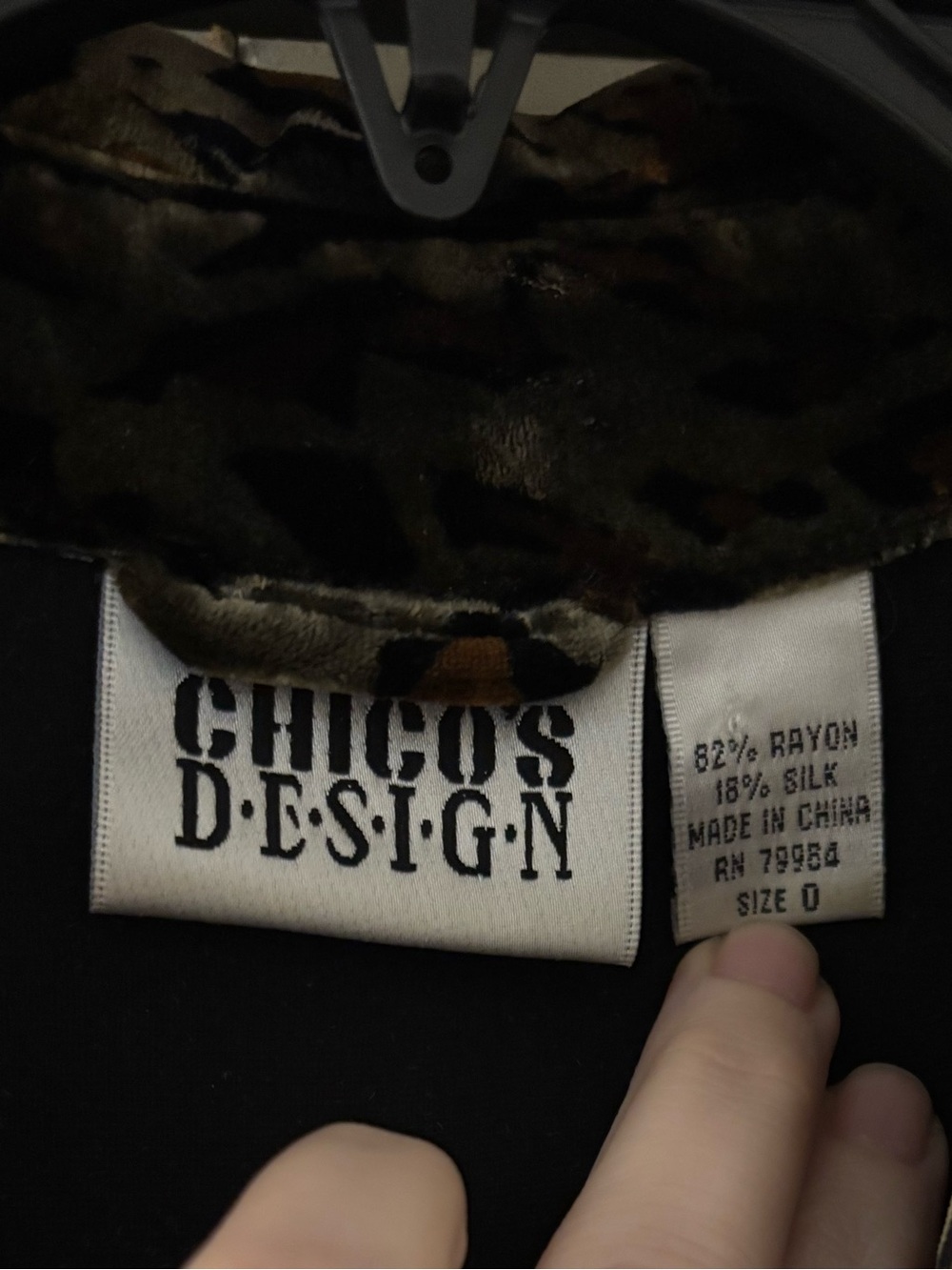 CHICO’S Olive and Black Leopard Print Faux Velvet Button Down Blouse - Picture 7 of 12